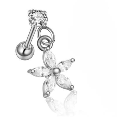 Çiçek Sallantılı Piercing Helix Kıkırdak Silver Renk