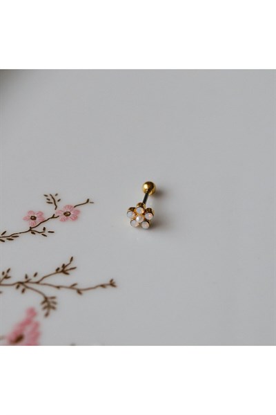 Çiçekli Helix Piercing Kıkırdak Cerrahi Çelik Gold Renk