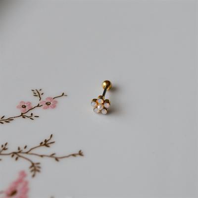 Çiçekli Helix Piercing Kıkırdak Cerrahi Çelik Gold Renk