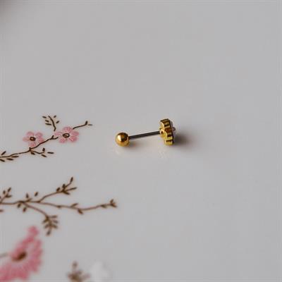 Çiçekli Helix Piercing Kıkırdak Cerrahi Çelik Gold Renk