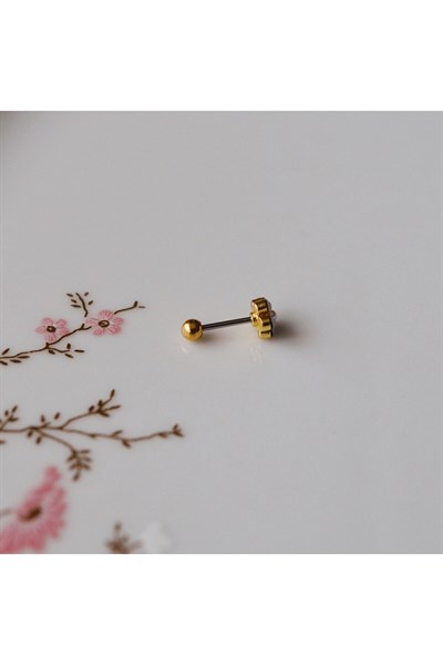 Çiçekli Helix Piercing Kıkırdak Cerrahi Çelik Gold Renk