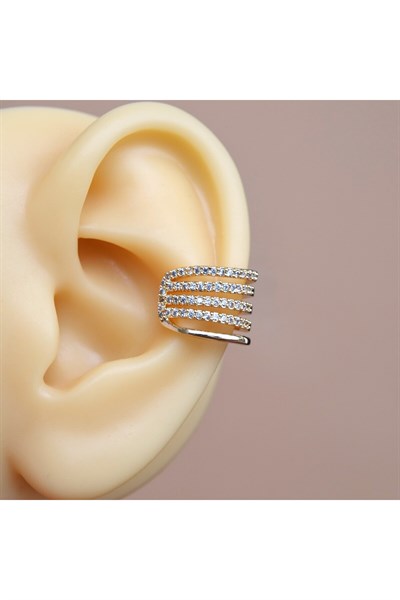 Çoklu Earcuff Gold Renkli Sıkıştırmalı Kıkırdak Küpesi