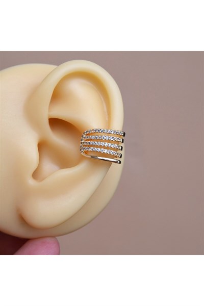 Çoklu Earcuff Gold Renkli Sıkıştırmalı Kıkırdak Küpesi