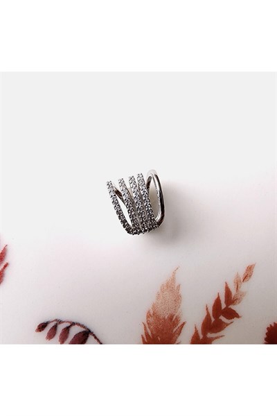 Çoklu Earcuff Gümüş Renkli Sıkıştırmalı Kıkırdak Küpesi