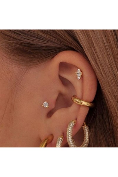 Delik Gerektirmeyen Düz Earcuff Kıkırdak Küpesi
