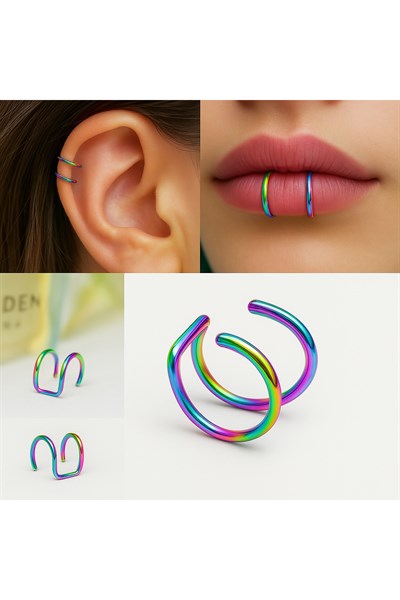 Deliksiz Çelik Piercing Kulak, Dudak ve Burun İçin 316 L Çelik Düz Geçirmeli Deliksiz Unisex