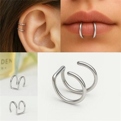 Deliksiz Çelik Piercing Kulak, Dudak ve Burun İçin 316 L Çelik Düz Geçirmeli Deliksiz Unisex