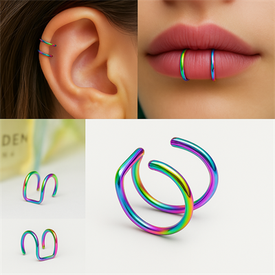 Deliksiz Çelik Piercing Kulak, Dudak ve Burun İçin 316 L Çelik Düz Geçirmeli Deliksiz Unisex