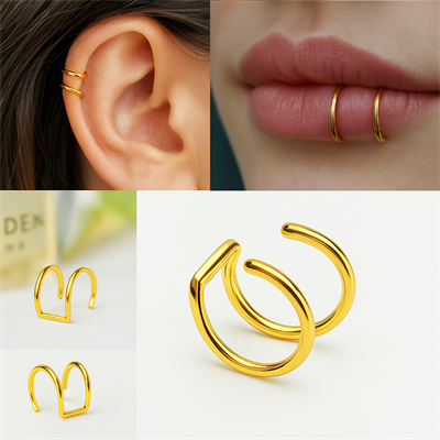 Deliksiz Çelik Piercing Kulak, Dudak ve Burun İçin 316 L Çelik Düz Geçirmeli Deliksiz Unisex