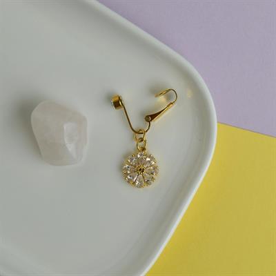 Deliksiz Göbek Piercing Mıknatıslı Sıkıştırma Çiçek Figürlü