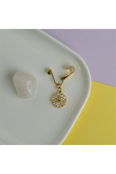 Deliksiz Göbek Piercing Mıknatıslı Sıkıştırma Çiçek Figürlü