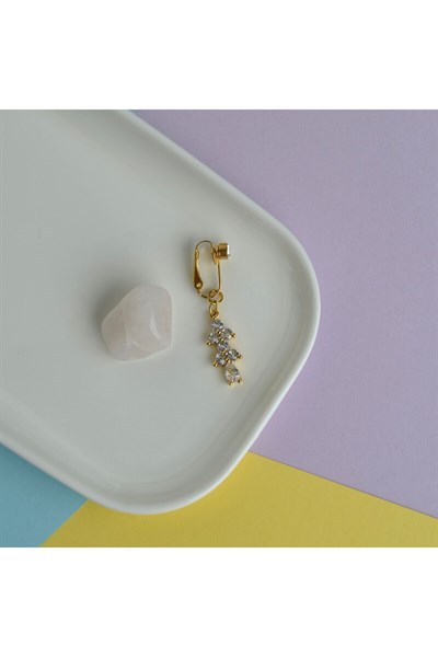 Deliksiz Göbek Piercing Mıknatıslı Sıkıştırma Taş Sallantılı