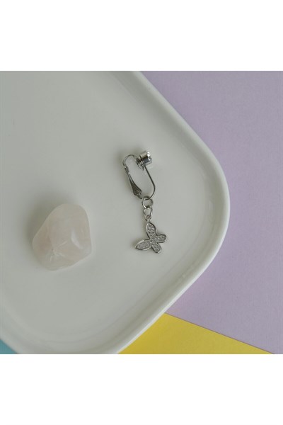 Deliksiz Göbek Piercing Mıknatıslı Sıkıştırma Kelebek Figürlü