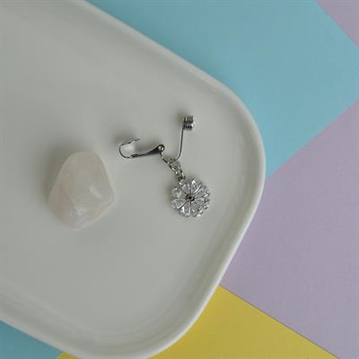 Deliksiz Göbek Piercing Mıknatıslı Sıkıştırma Çiçek Figürlü