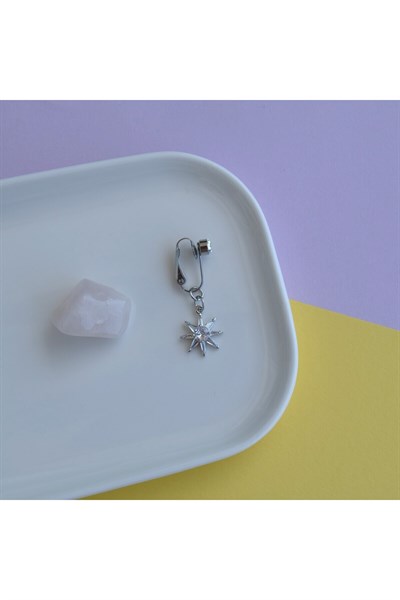 Deliksiz Kuzey Yıldızı Sallantılı Sıkıştırma Klipsli Göbek Piercingi Belly Piercing
