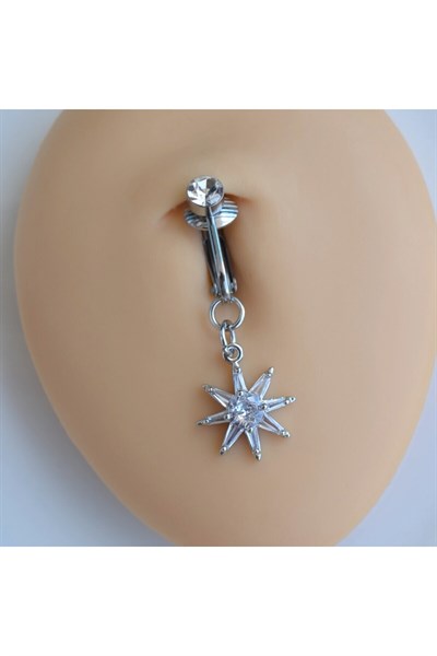 Deliksiz Kuzey Yıldızı Sallantılı Sıkıştırma Klipsli Göbek Piercingi Belly Piercing
