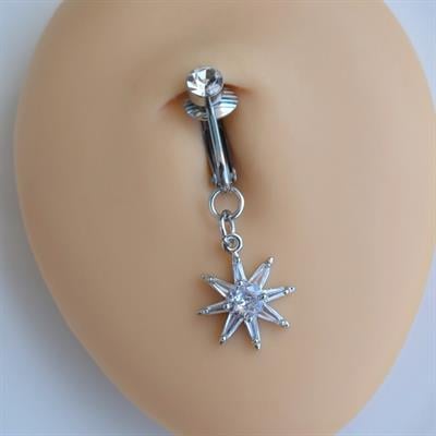 Deliksiz Kuzey Yıldızı Sallantılı Sıkıştırma Klipsli Göbek Piercingi Belly Piercing