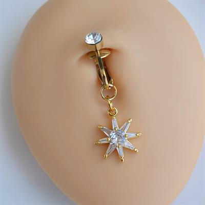 Deliksiz Kuzey Yıldızı Sallantılı Sıkıştırma Klipsli Göbek Piercingi Belly Piercing