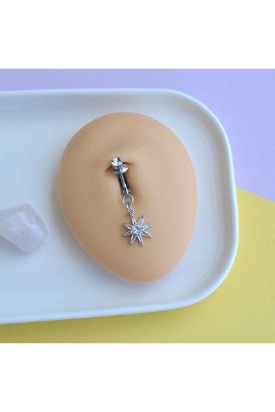 Deliksiz Kuzey Yıldızı Sallantılı Sıkıştırma Klipsli Göbek Piercingi Belly Piercing