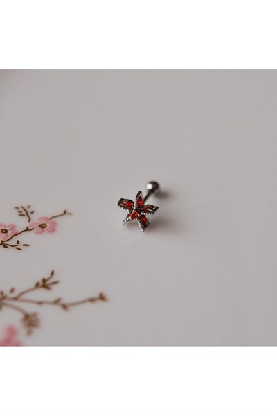 Deniz Yıldızı Helix Piercing Kıkırdak Cerrahi Çelik Gümüş Renk