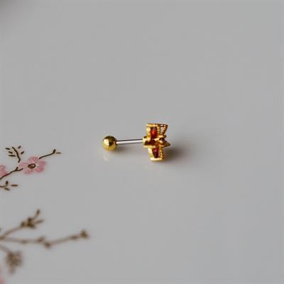 Deniz Yıldızı Helix Piercing Kıkırdak Cerrahi Çelik Gold Renk