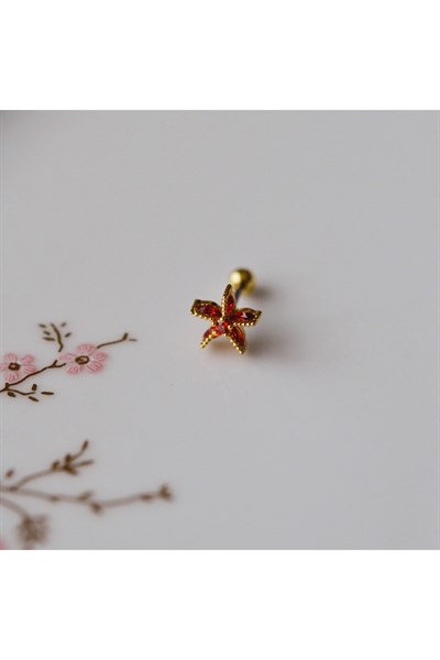 Deniz Yıldızı Helix Piercing Kıkırdak Cerrahi Çelik Gold Renk