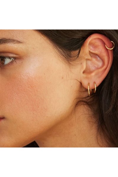 Düz Gold Renk Halka Cerrahi Çelik Piercing Takımı 3lü Set