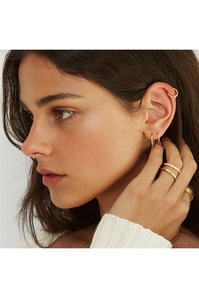 Düz Gold Renk Halka Cerrahi Çelik Piercing Takımı 3lü Set