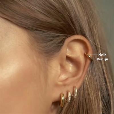 Düz Halka Cerrahi Çelik Helix Tragus Piercing Günlük