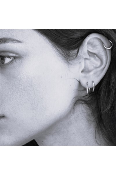 Düz Silver Renk Halka Cerrahi Çelik Piercing Takımı 3lü Set
