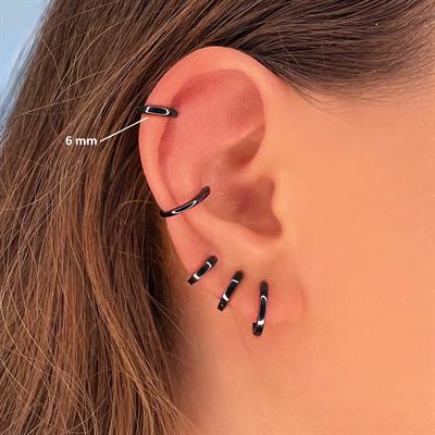 Düz Siyah Renk Halka Cerrahi Çelik Piercing Takımı 3lü Set