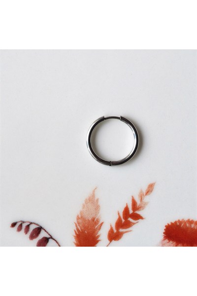 Erkek Cerrahi Çelik Küpe Silver Renk 18 mm Halka TEK ADET