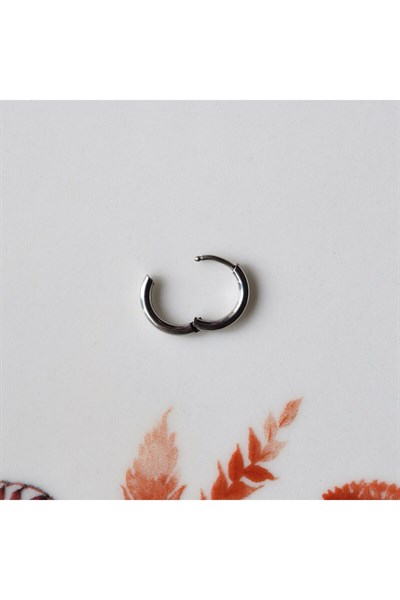 Erkek Cerrahi Halka Çelik Küpe Silver Renk 12 mm TEK ADET