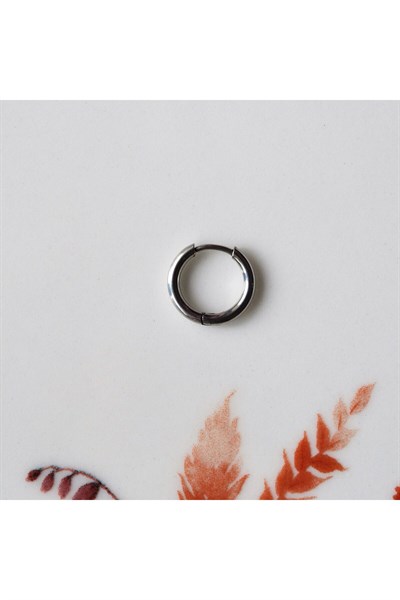 Erkek Cerrahi Halka Çelik Küpe Silver Renk 12 mm TEK ADET