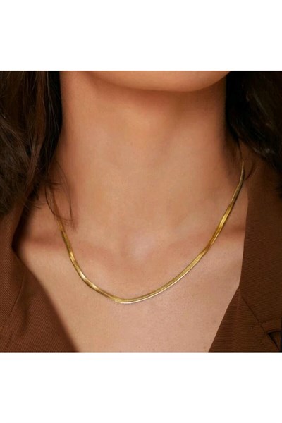 Gold Bileklik Kolye Takım Set İtalyan Ezme Çelik Zincir Kolye Bileklik İkili Set Unisex Ürün