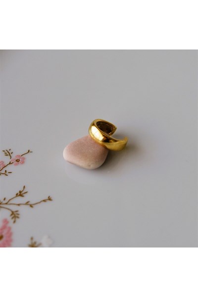 Gold Bombeli Düz Earcuff Sıkıştırma Kıkırdak Küpe