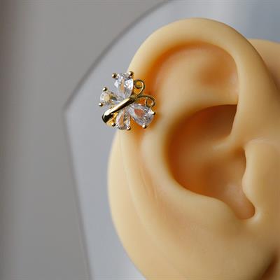 Gold Çelik Kelebek Helix Küpe Helix Piercing Lob