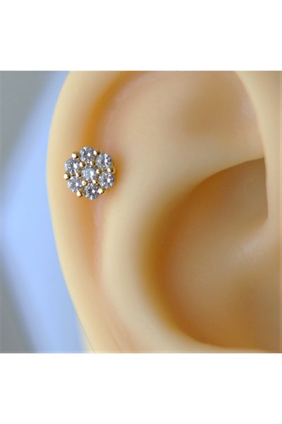 Gold Cerrahi Çelik Çiçek Piercing Helix Lob Kıkırdak Tragus
