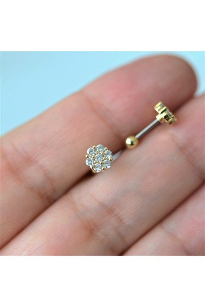 Gold Cerrahi Çelik Çiçek Piercing Helix Lob Kıkırdak Tragus