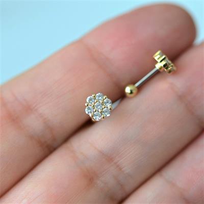 Gold Cerrahi Çelik Çiçek Piercing Helix Lob Kıkırdak Tragus