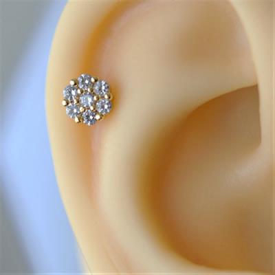 Gold Cerrahi Çelik Çiçek Piercing Helix Lob Kıkırdak Tragus