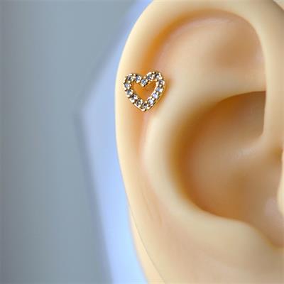 Gold Cerrahi Çelik Kalp Piercing Helix Lob Kıkırdak Tragus