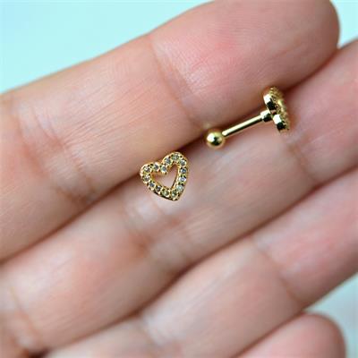 Gold Cerrahi Çelik Kalp Piercing Helix Lob Kıkırdak Tragus