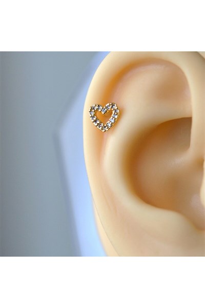 Gold Cerrahi Çelik Kalp Piercing Helix Lob Kıkırdak Tragus