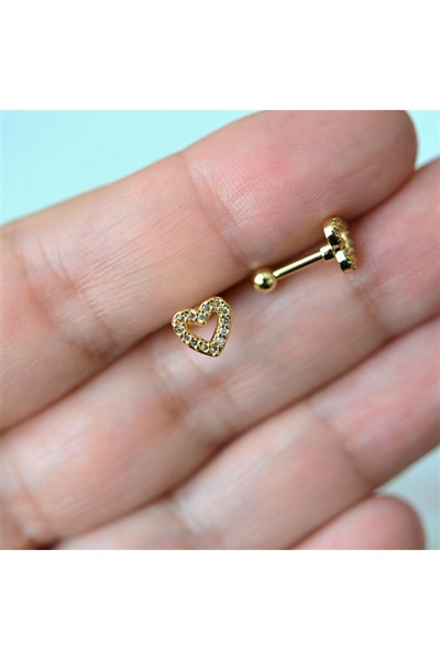 Gold Cerrahi Çelik Kalp Piercing Helix Lob Kıkırdak Tragus