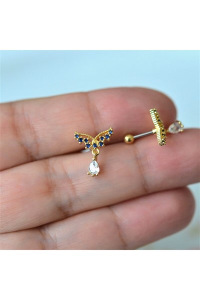 Gold Cerrahi Çelik Kelebek Helix Piercing Lob Kıkırdak Tragus