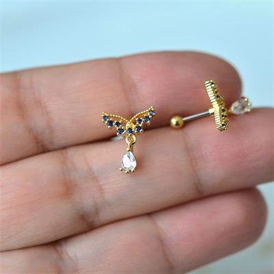 Gold Cerrahi Çelik Kelebek Helix Piercing Lob Kıkırdak Tragus