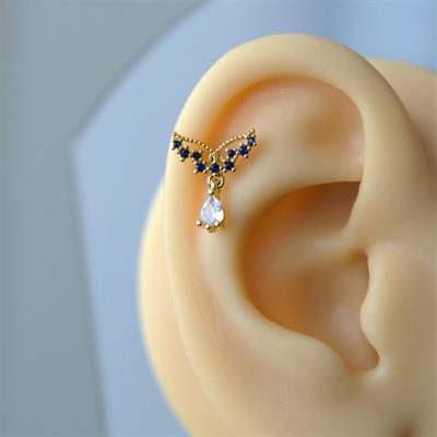 Gold Cerrahi Çelik Kelebek Helix Piercing Lob Kıkırdak Tragus