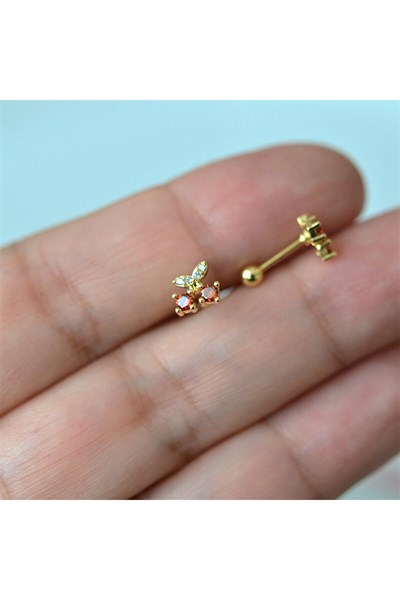 Gold Cerrahi Çelik Kiraz Piercing Helix Lob Kıkırdak Tragus