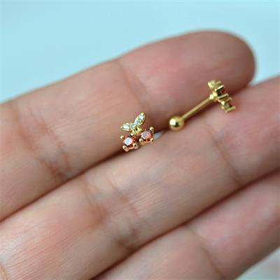 Gold Cerrahi Çelik Kiraz Piercing Helix Lob Kıkırdak Tragus